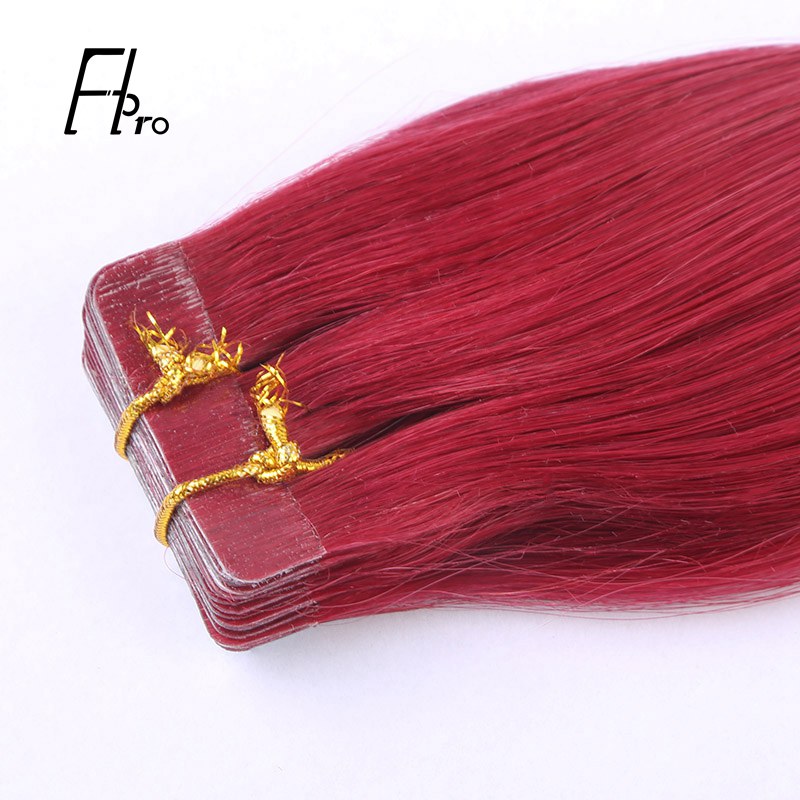 Premium Virgin Hair Burg Color Tape Hair Extensions Straight 18 inches